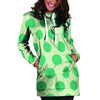 White And Green Polka Dot Hoodie Dress-grizzshop