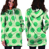 White And Green Polka Dot Hoodie Dress-grizzshop