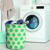 White And Green Polka Dot Laundry Basket-grizzshop
