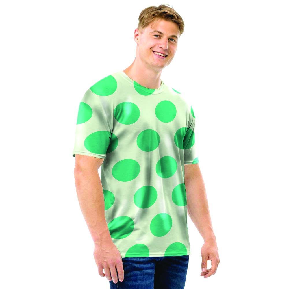 White And Green Polka Dot Men T Shirt-grizzshop