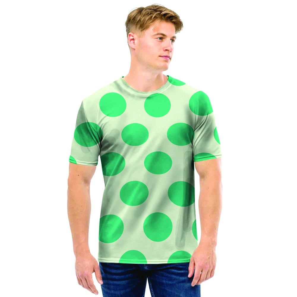 White And Green Polka Dot Men T Shirt-grizzshop