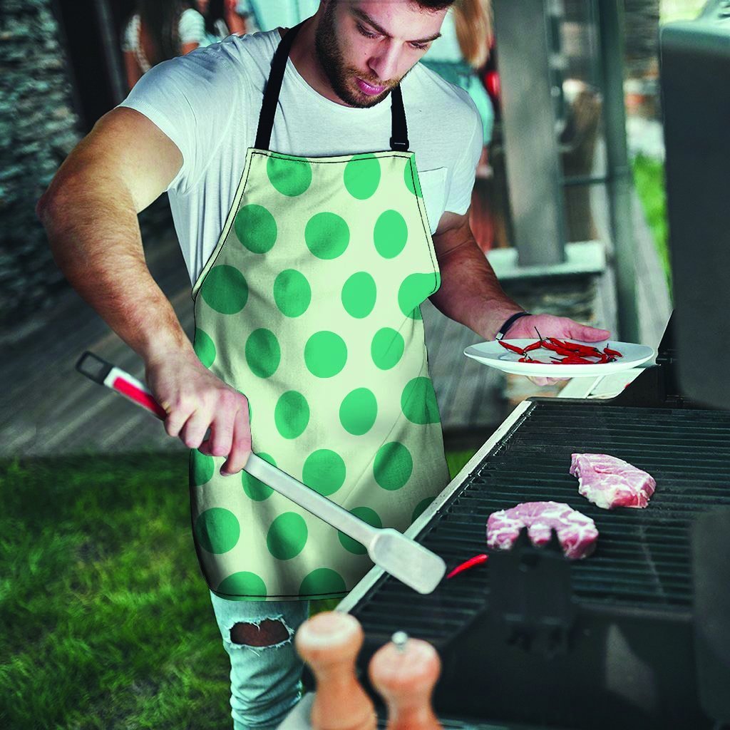 White And Green Polka Dot Men's Apron-grizzshop