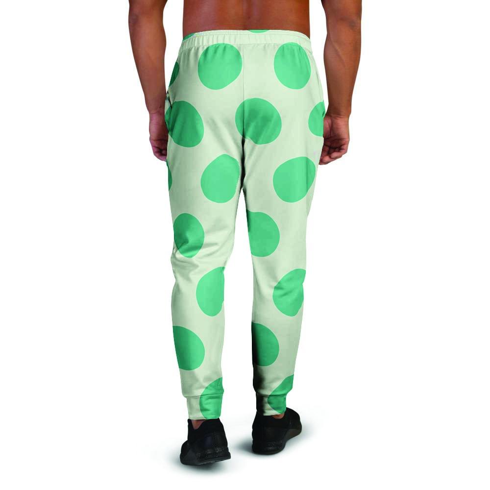 White And Green Polka Dot Men's Joggers-grizzshop