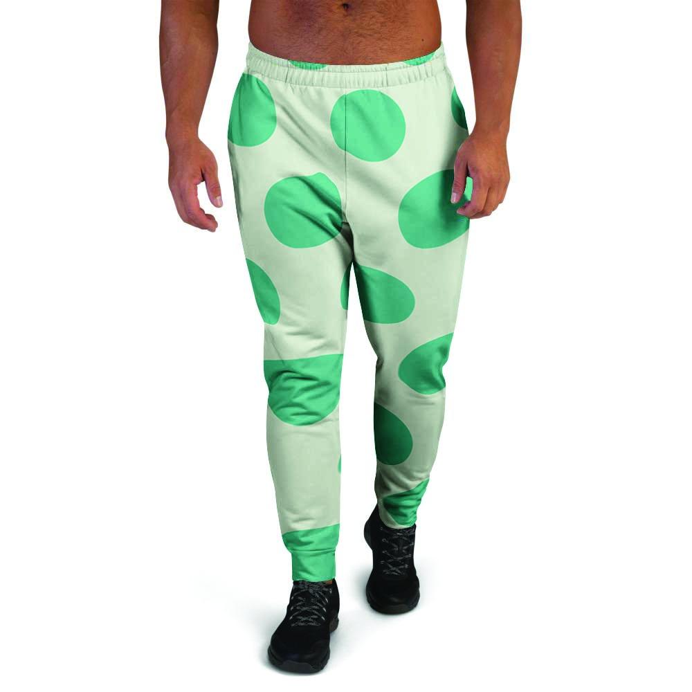 White And Green Polka Dot Men's Joggers-grizzshop