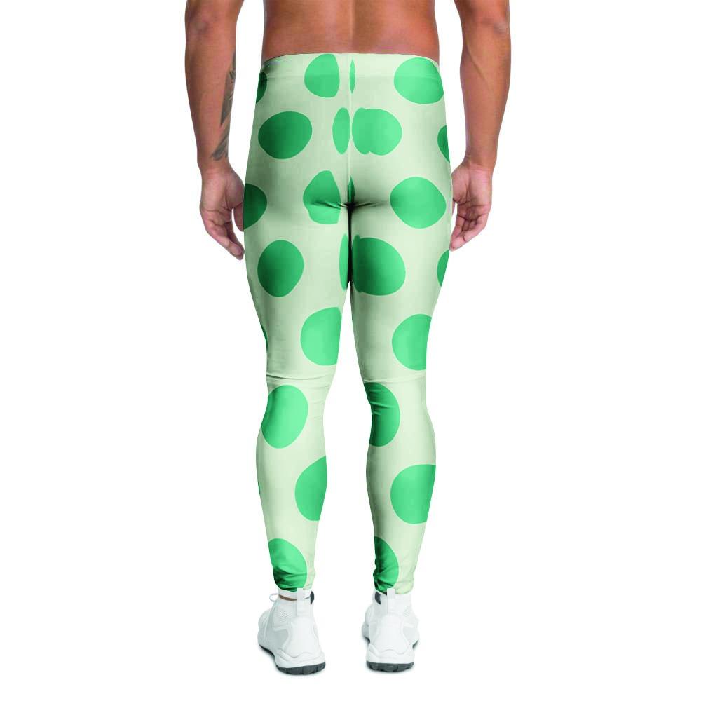 White And Green Polka Dot Men's Leggings-grizzshop