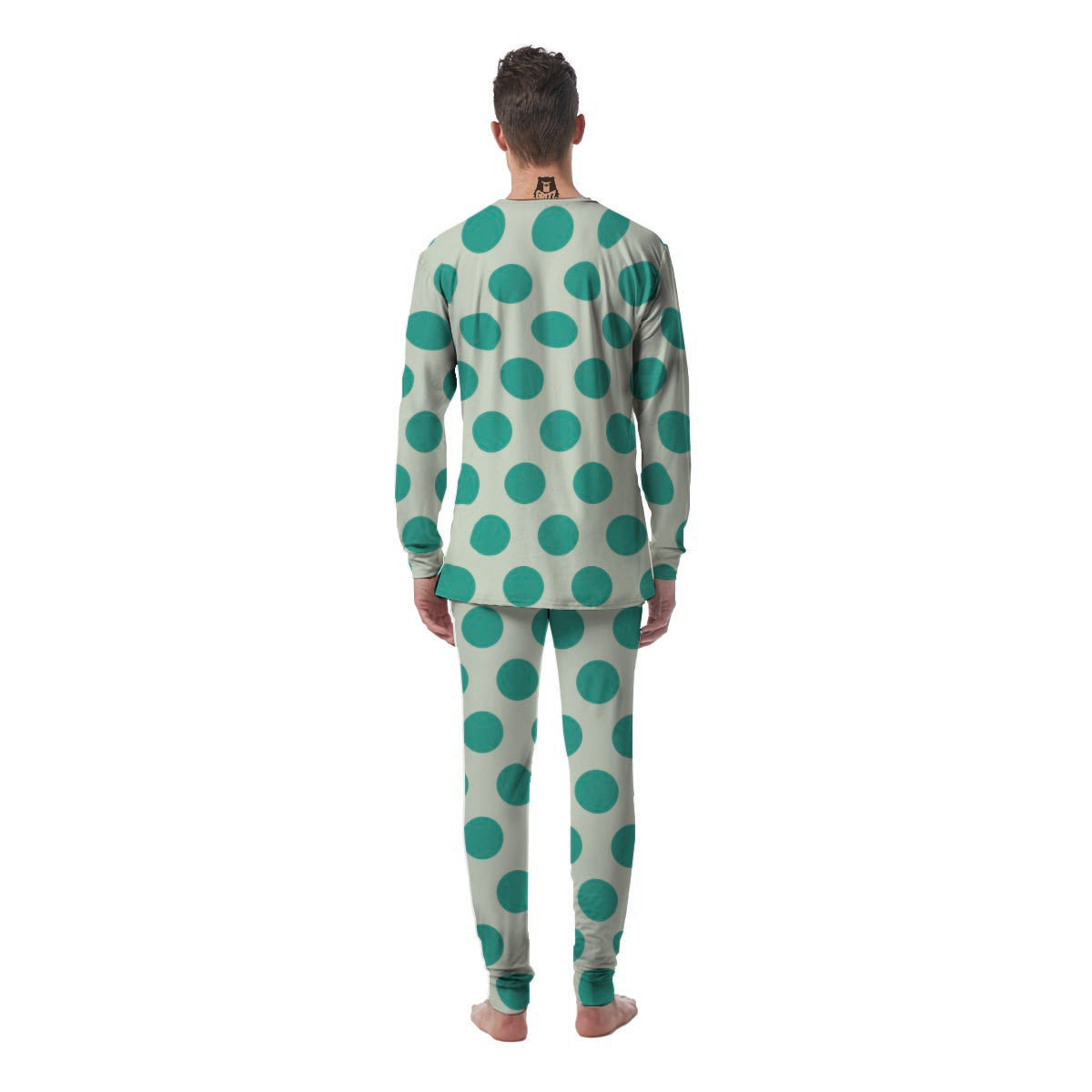 White And Green Polka Dot Men's Pajamas-grizzshop