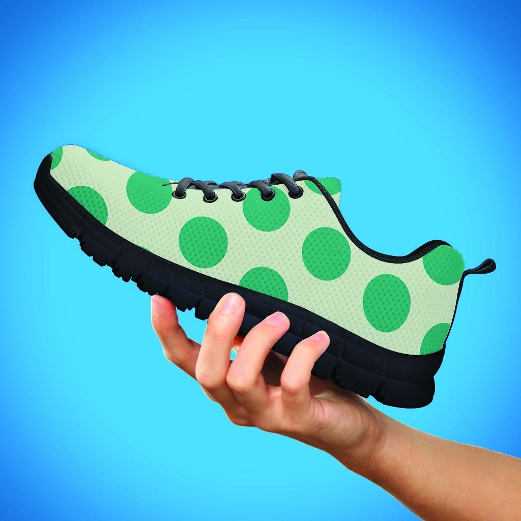 White And Green Polka Dot Men's Sneakers-grizzshop