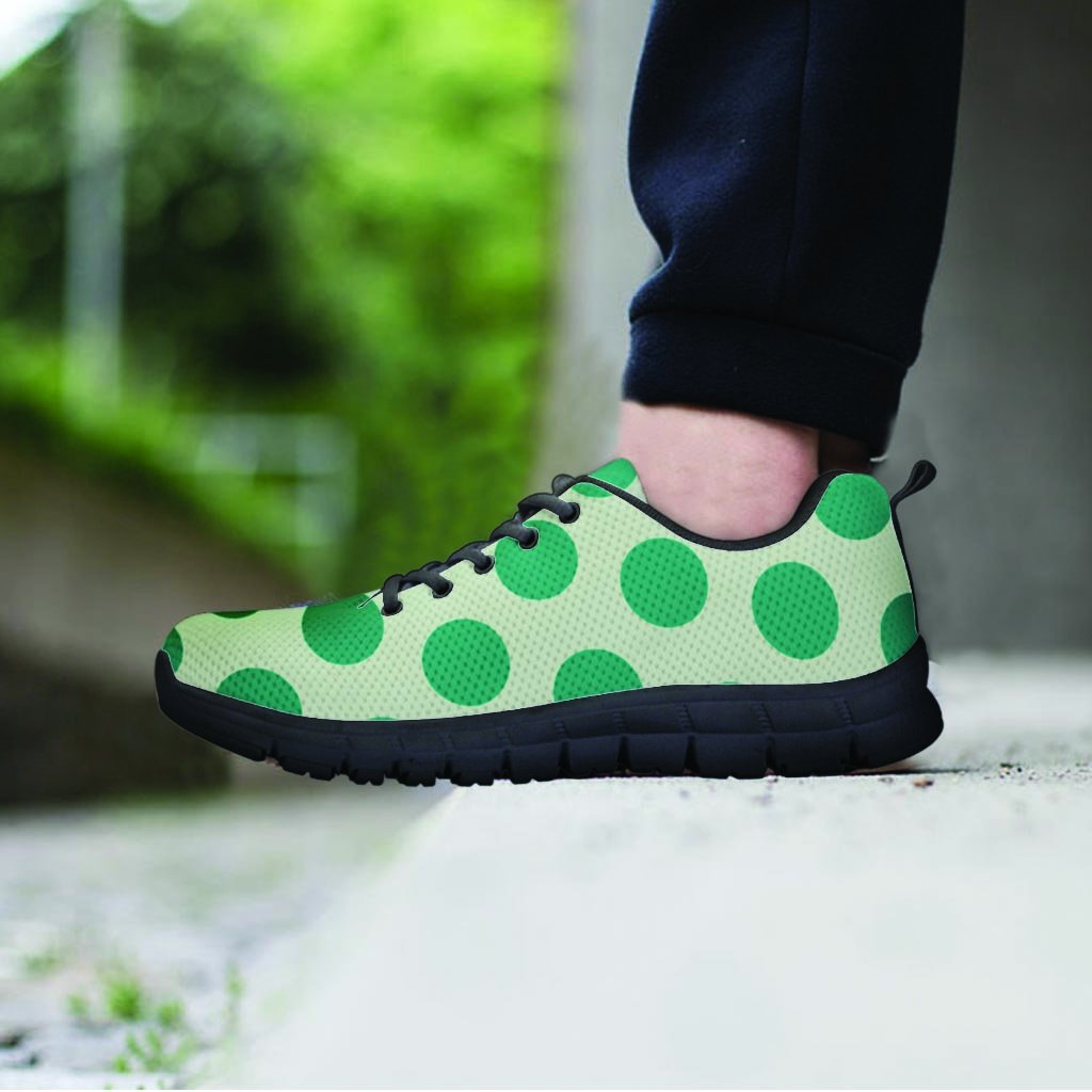 White And Green Polka Dot Men's Sneakers-grizzshop