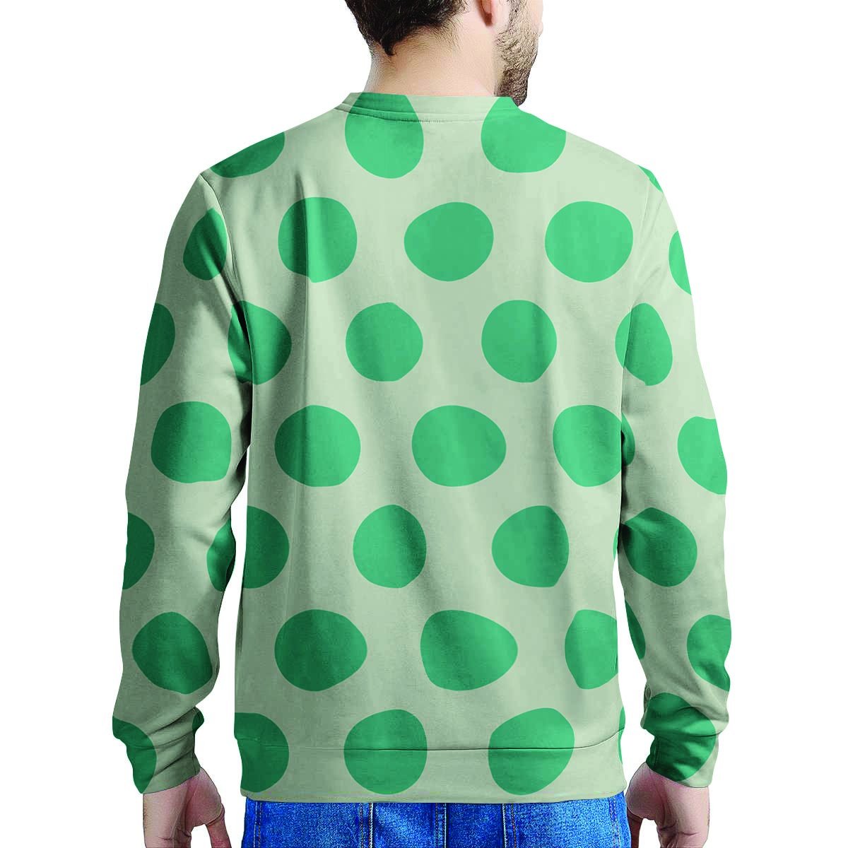 White And Green Polka Dot Men's Sweatshirt-grizzshop