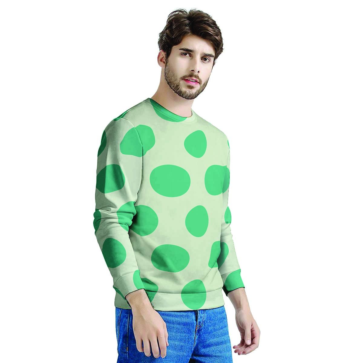 White And Green Polka Dot Men's Sweatshirt-grizzshop