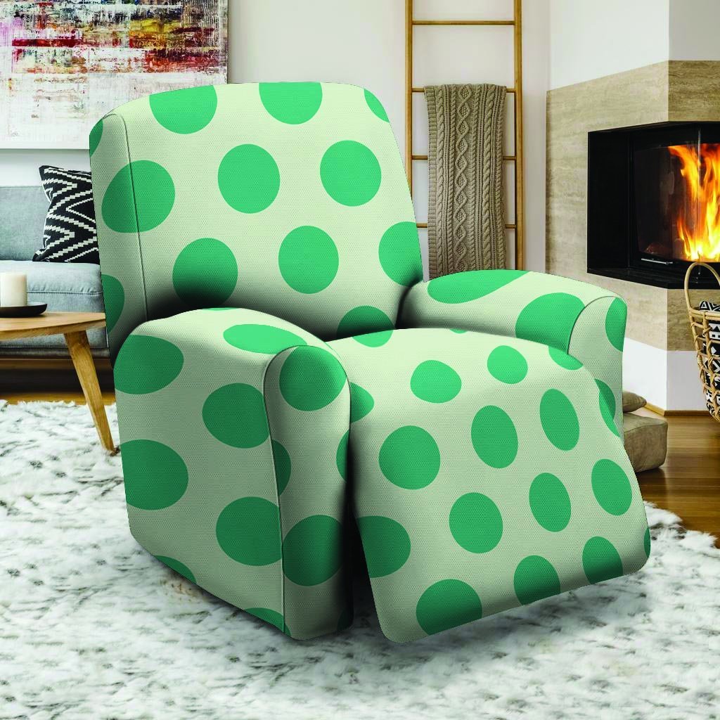 White And Green Polka Dot Recliner Cover-grizzshop