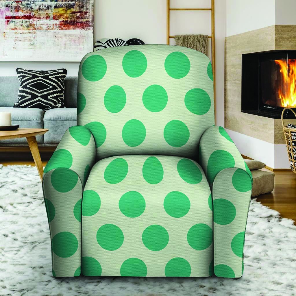 White And Green Polka Dot Recliner Cover-grizzshop