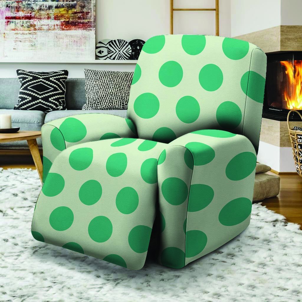 White And Green Polka Dot Recliner Cover-grizzshop