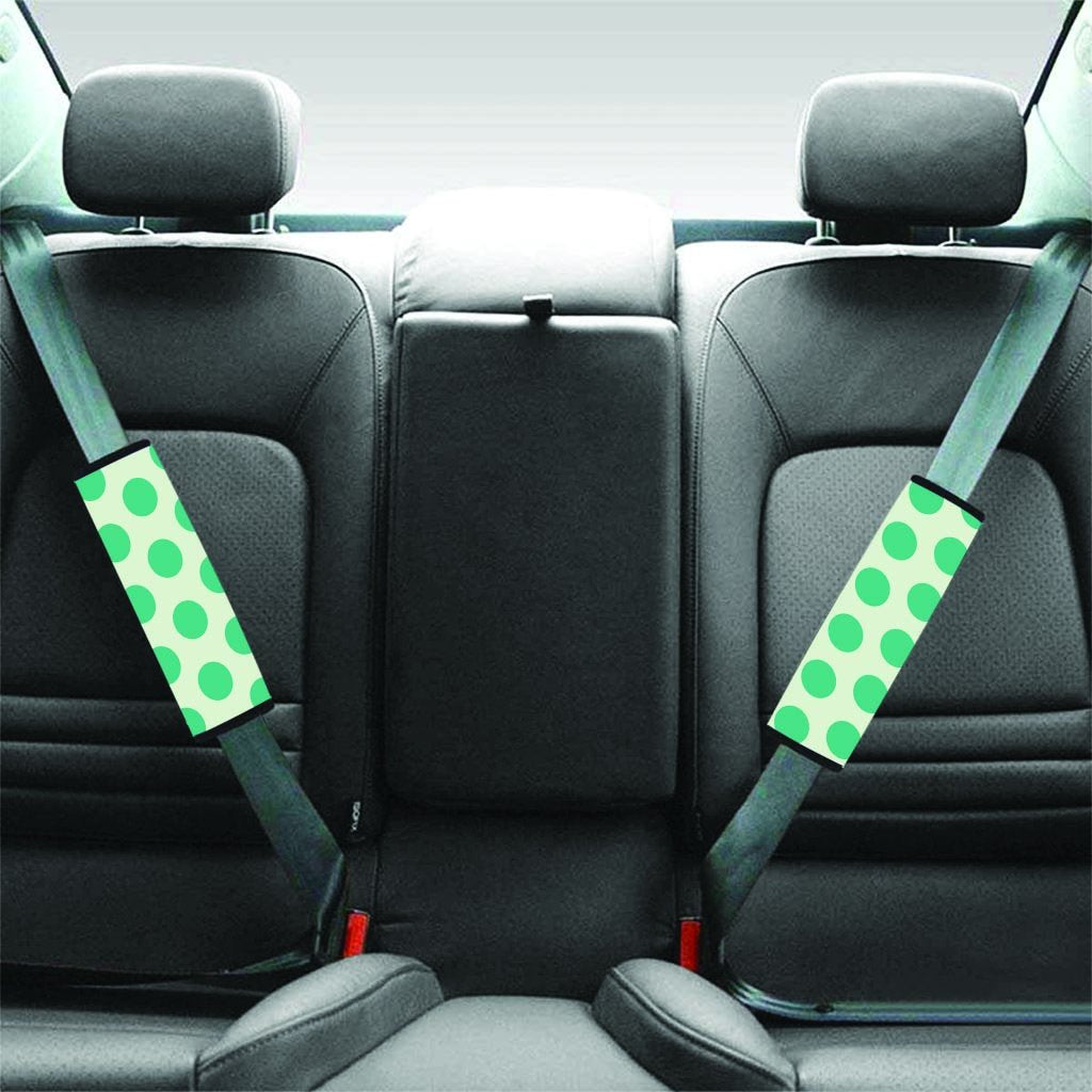 White And Green Polka Dot Seat Belt Cover-grizzshop