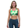 White And Green Polka Dot Sports Bra-grizzshop