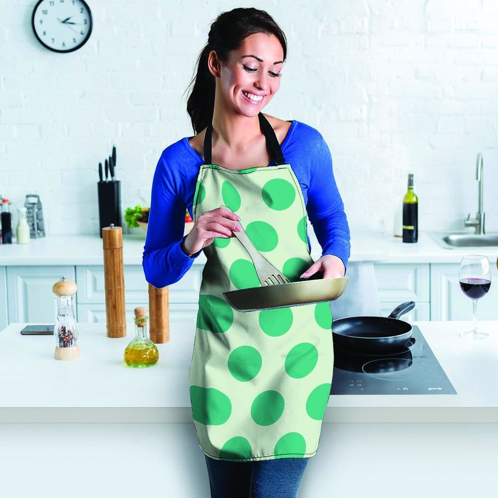 White And Green Polka Dot Women's Apron-grizzshop