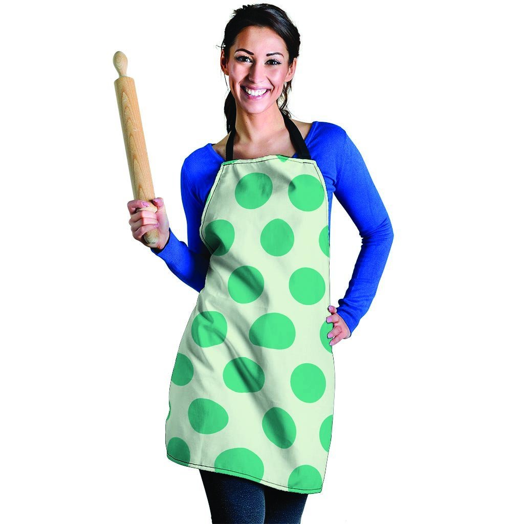 White And Green Polka Dot Women's Apron-grizzshop