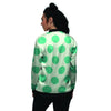 White And Green Polka Dot Women's Bomber Jacket-grizzshop