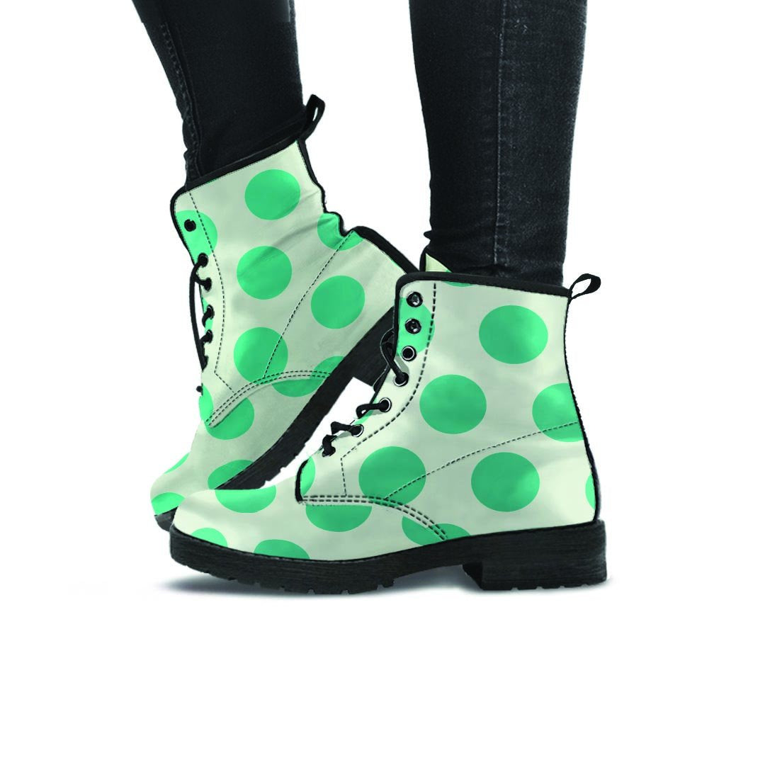 White And Green Polka Dot Women's Boots-grizzshop