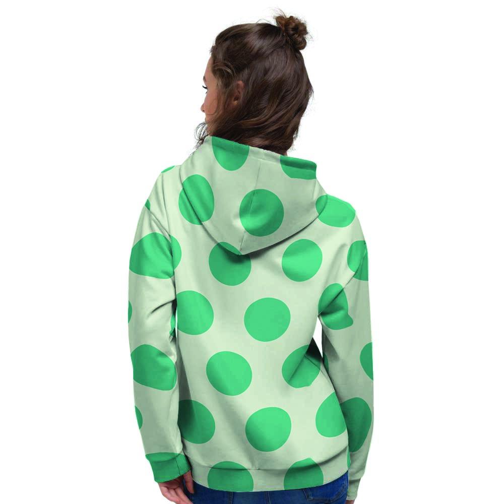 White And Green Polka Dot Women's Hoodie-grizzshop