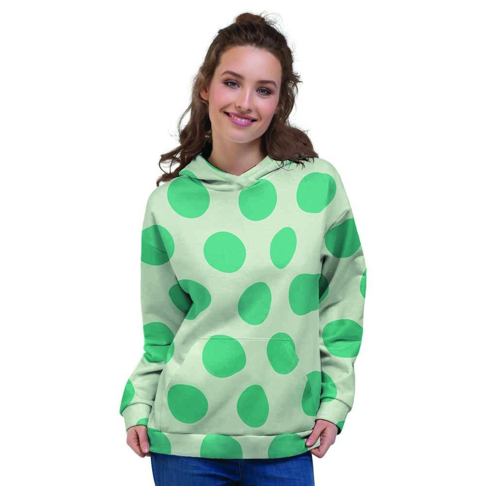 White And Green Polka Dot Women's Hoodie-grizzshop