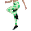 White And Green Polka Dot Women's Leggings-grizzshop