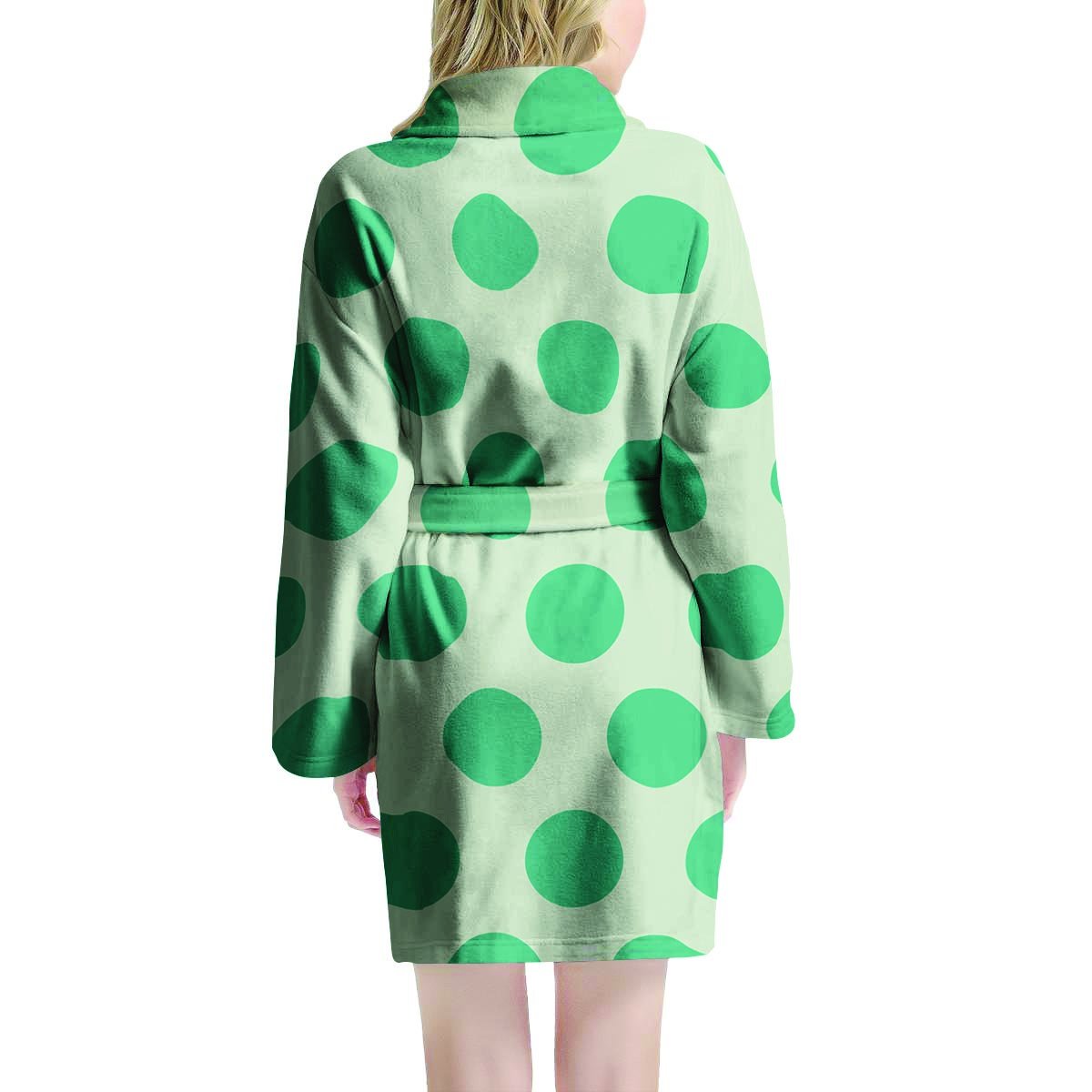 White And Green Polka Dot Women's Robe-grizzshop