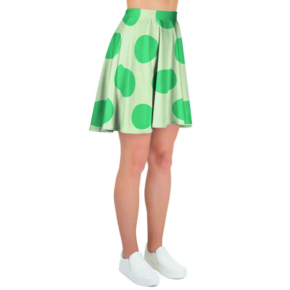 White And Green Polka Dot Women's Skirt-grizzshop