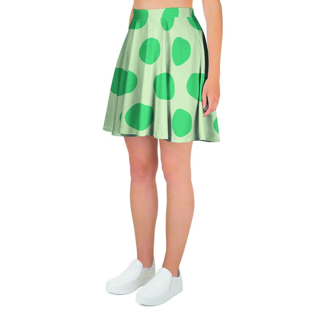 White And Green Polka Dot Women's Skirt-grizzshop