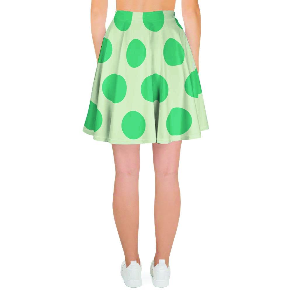 White And Green Polka Dot Women's Skirt-grizzshop