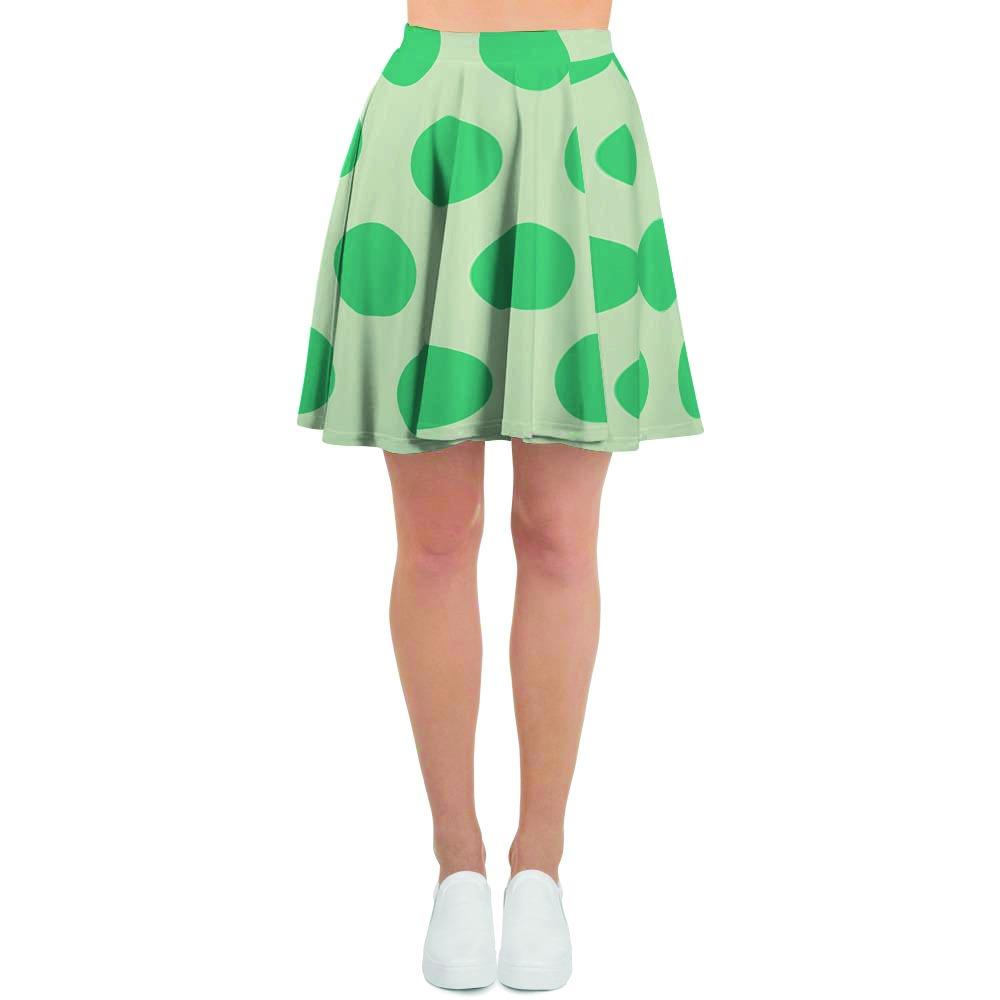 White And Green Polka Dot Women's Skirt-grizzshop