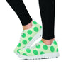 White And Green Polka Dot Women's Sneakers-grizzshop