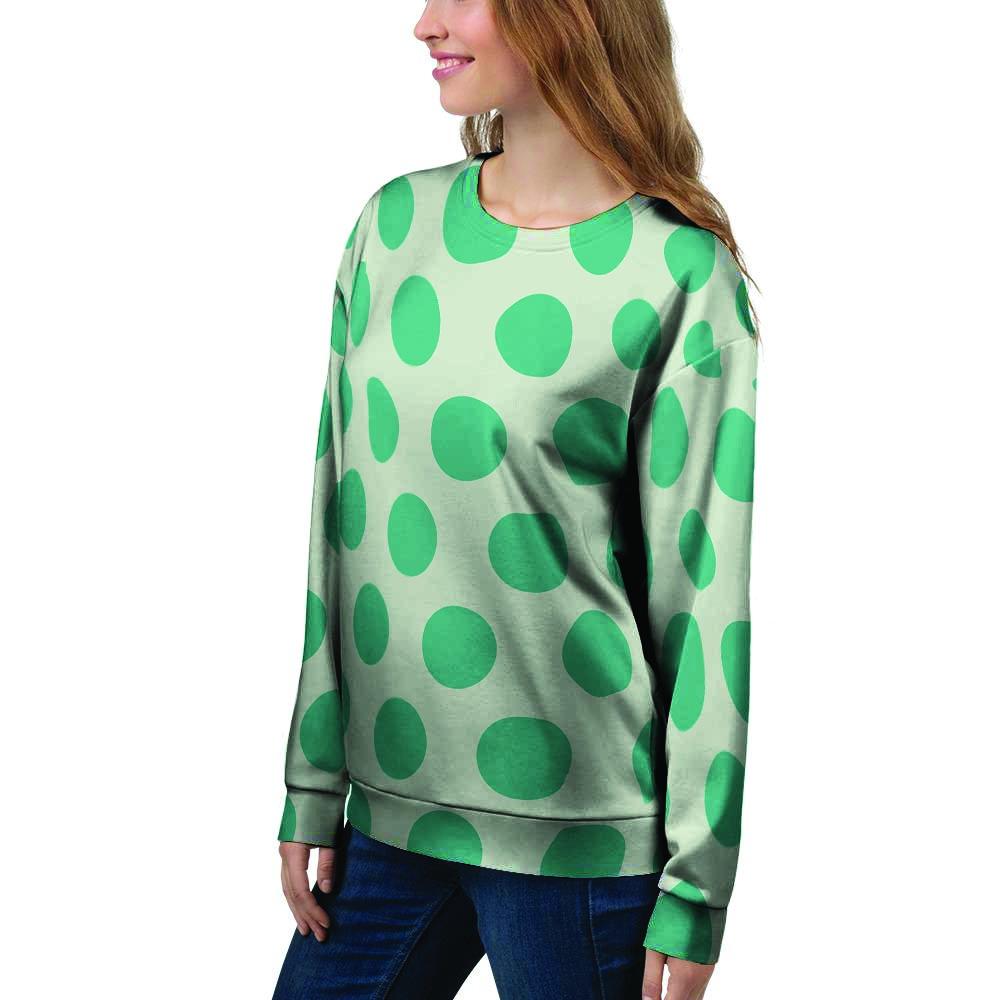 White And Green Polka Dot Women's Sweatshirt-grizzshop