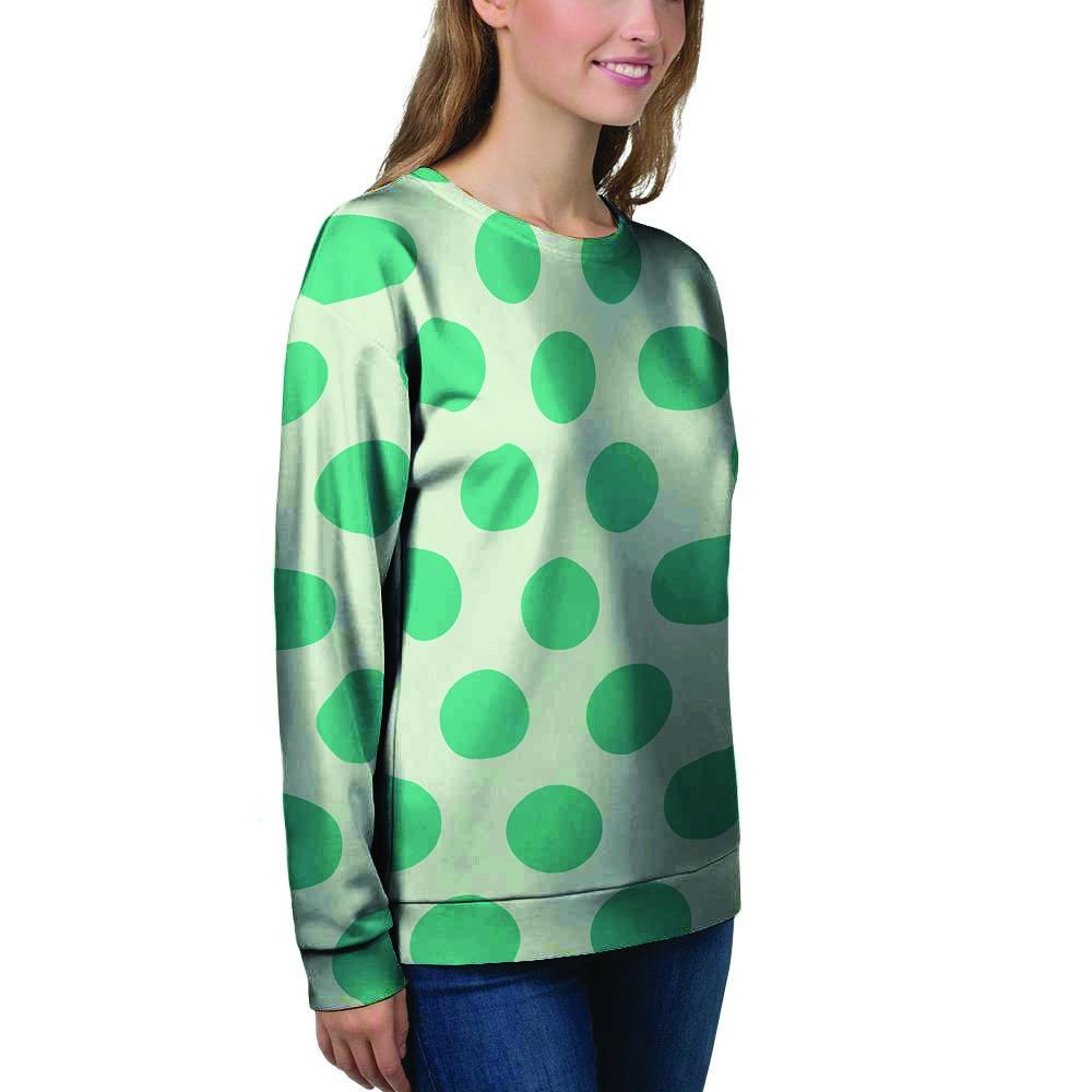 White And Green Polka Dot Women's Sweatshirt-grizzshop