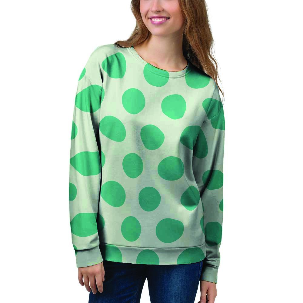 White And Green Polka Dot Women's Sweatshirt-grizzshop