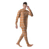 White And Orange Check Print Pattern Men's Pajamas-grizzshop