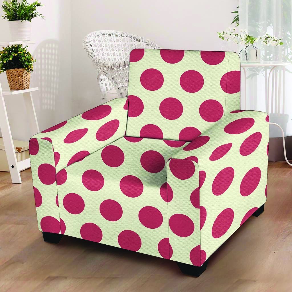 White And Red Polka Dot Armchair Cover-grizzshop