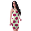 White And Red Polka Dot Bodycon Dress-grizzshop