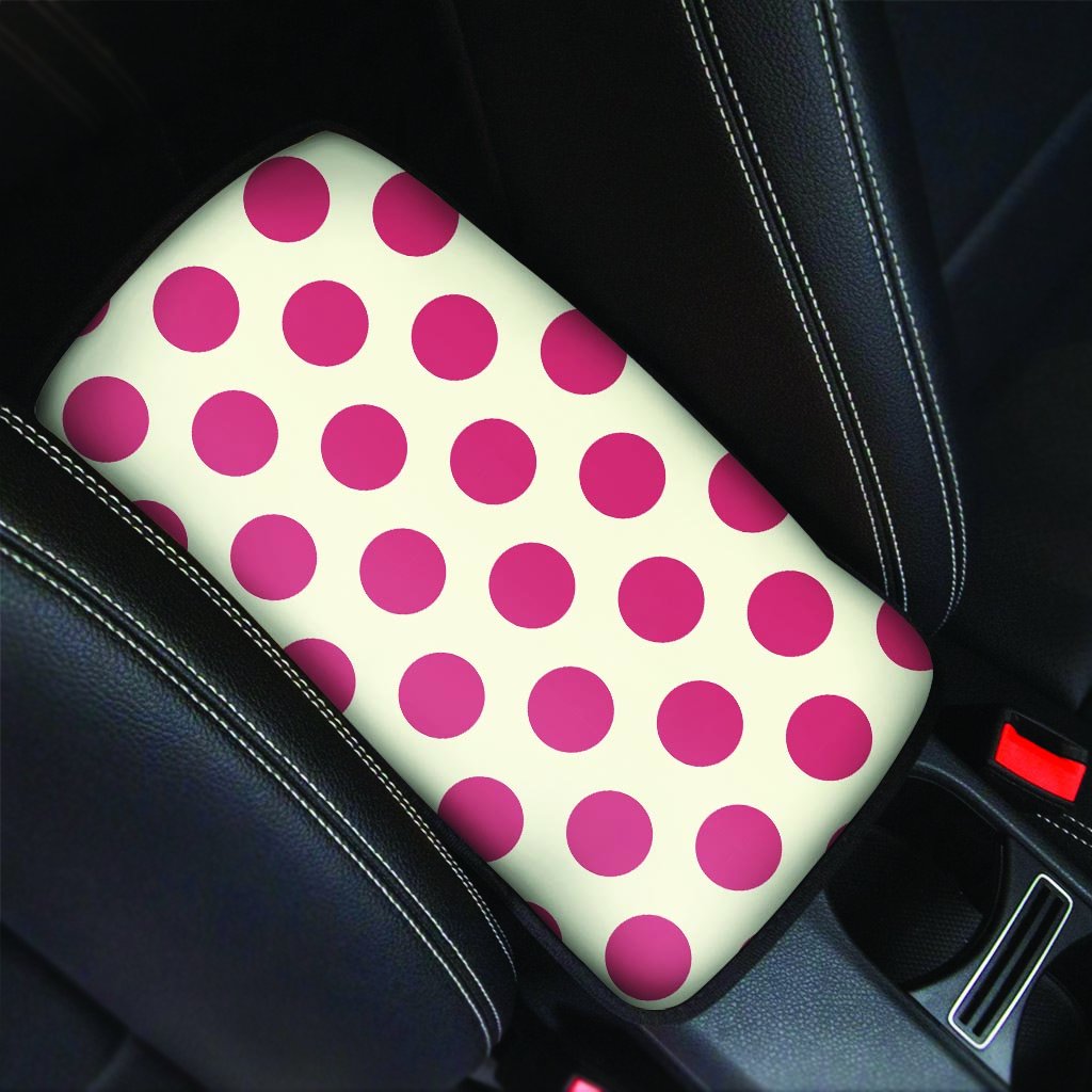 White And Red Polka Dot Car Console Cover-grizzshop