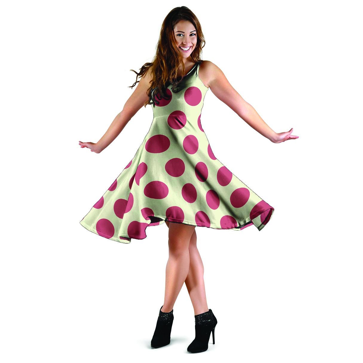 White And Red Polka Dot Dress-grizzshop