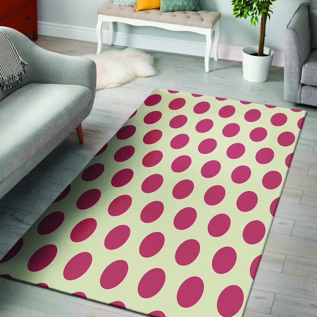 White And Red Polka Dot Floor Mat-grizzshop