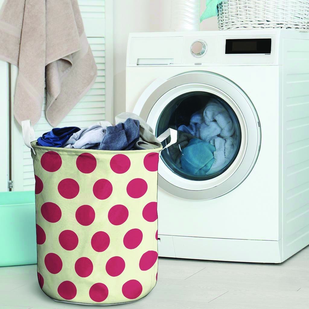 White And Red Polka Dot Laundry Basket-grizzshop