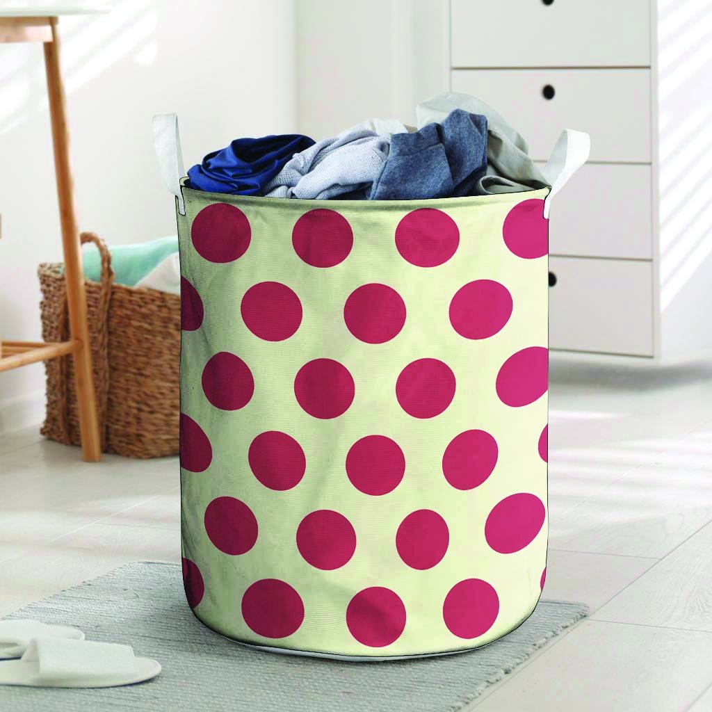 White And Red Polka Dot Laundry Basket-grizzshop