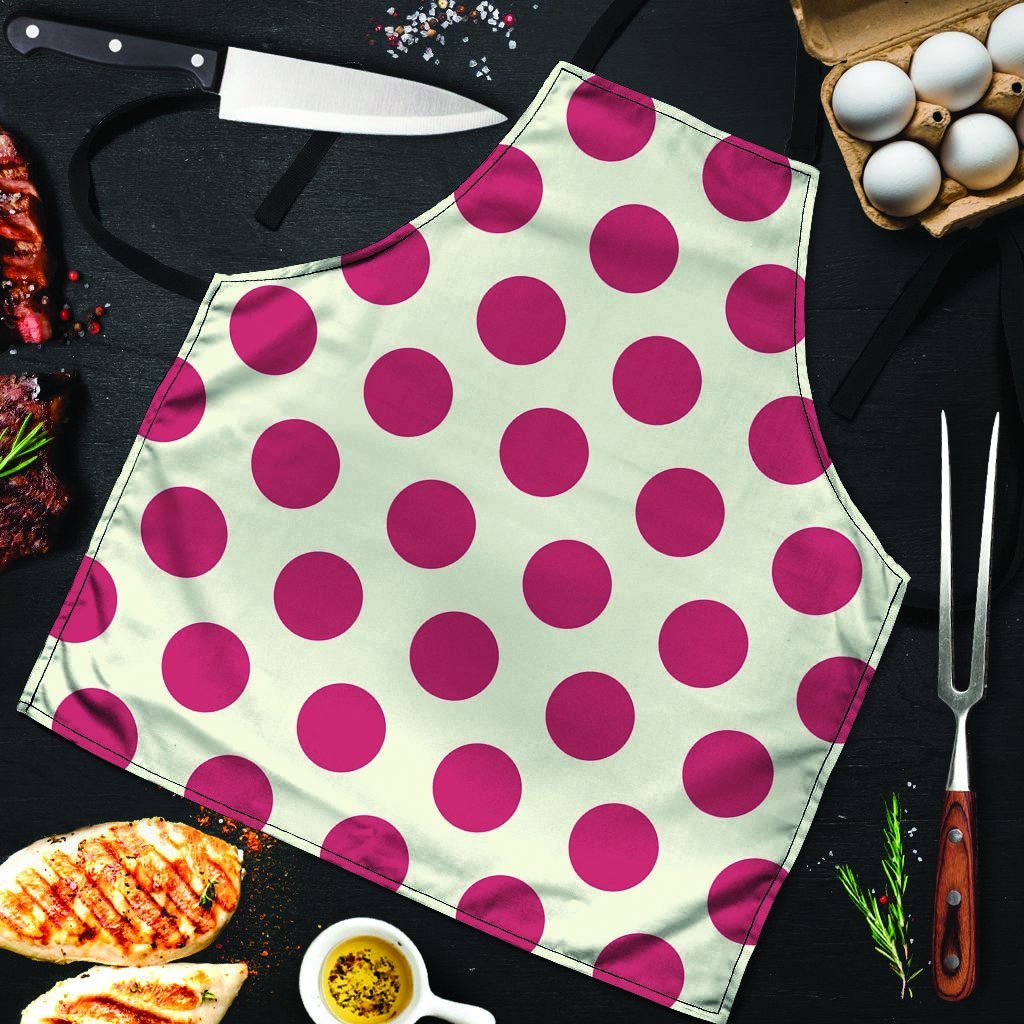 White And Red Polka Dot Men's Apron-grizzshop