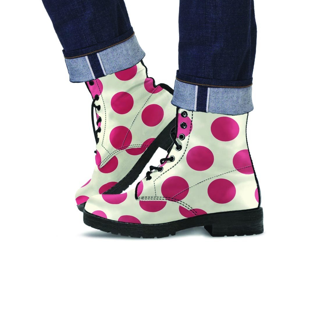 White And Red Polka Dot Men's Boots-grizzshop