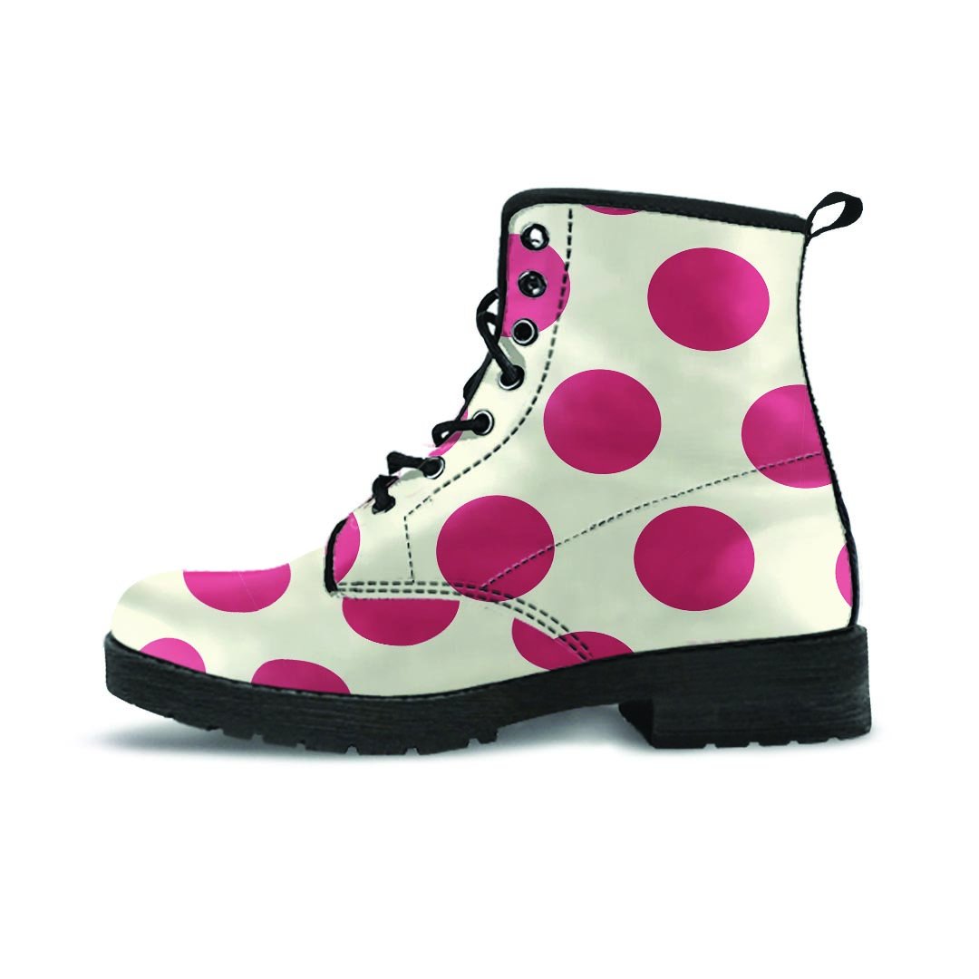 White And Red Polka Dot Men's Boots-grizzshop