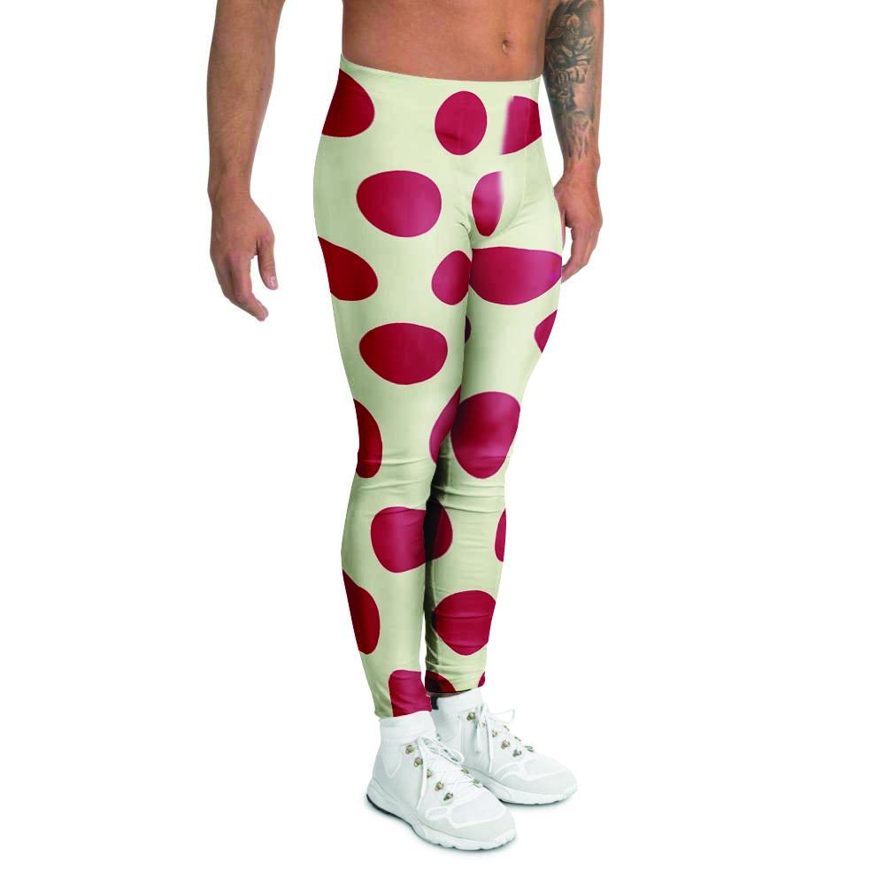 White And Red Polka Dot Men's Leggings-grizzshop