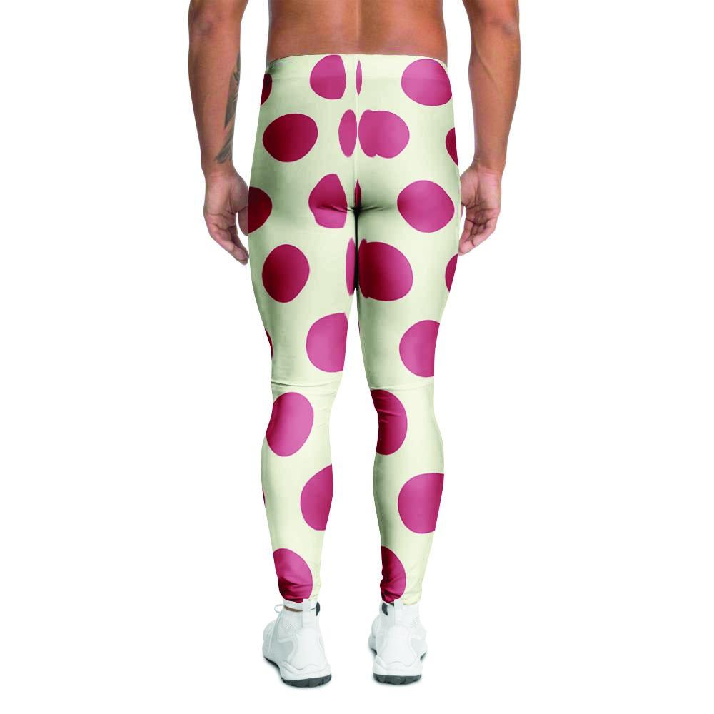 White And Red Polka Dot Men's Leggings-grizzshop