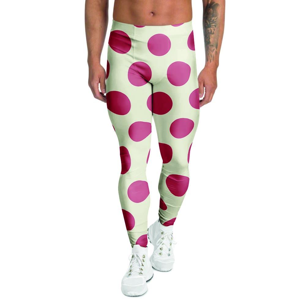 White And Red Polka Dot Men's Leggings-grizzshop