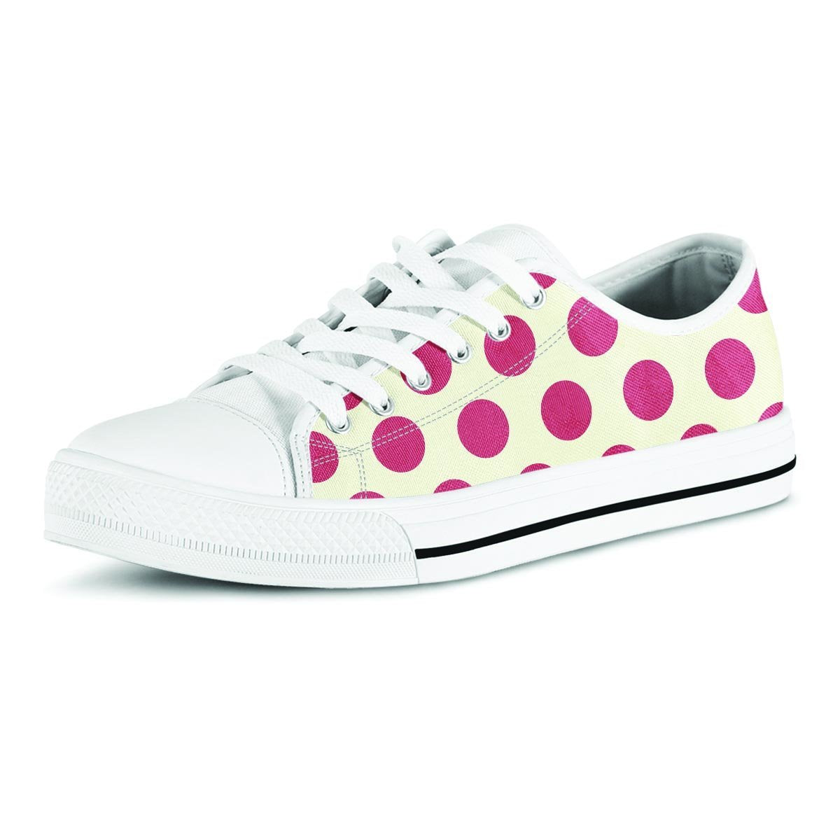 White And Red Polka Dot Men's Low Top Shoes-grizzshop